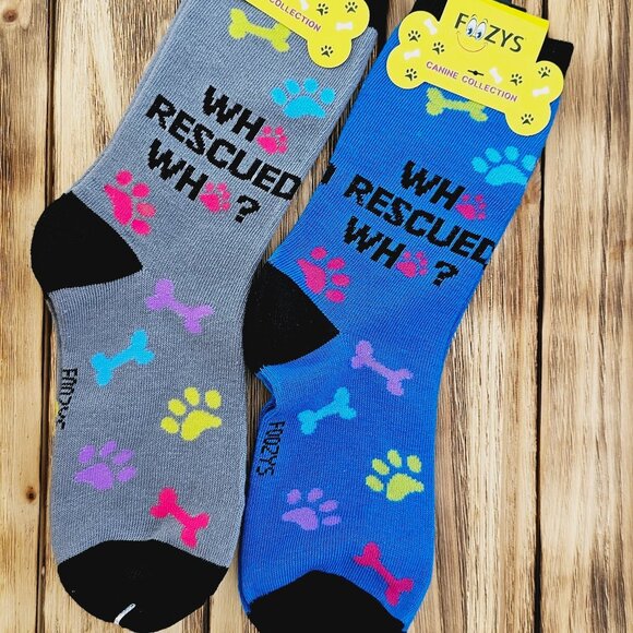 Unisex Canine Foozys Socks - Who rescued who? - Picture 2 of 2